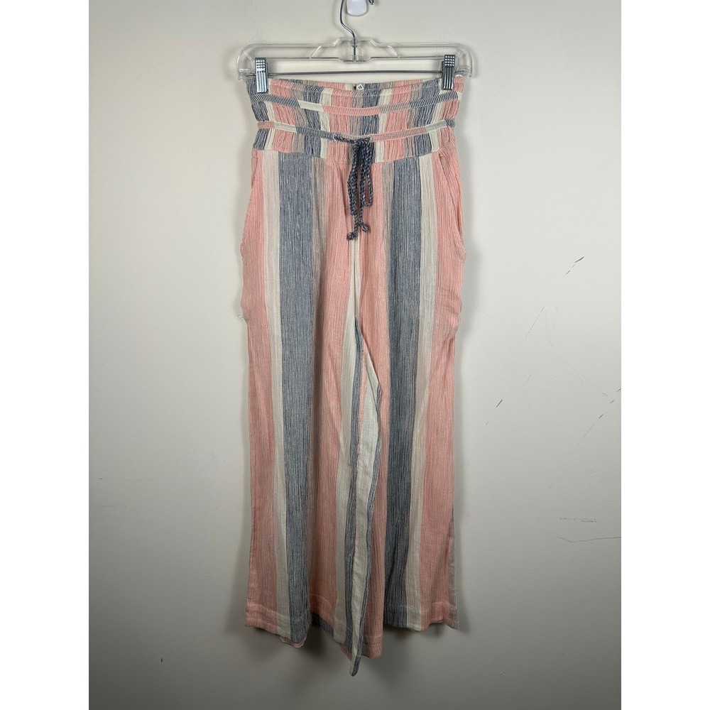 Free People Wide Leg Pants Womens XS Coral New Striped Smocked Gauze OB1015932